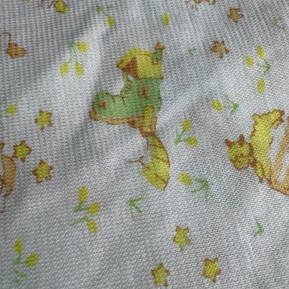 Vintage Carter's Baby Receiving Blanket White Yellow Green Nursery‎ Rhymes USA